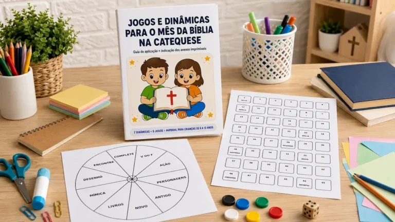 Imagem com ebook de jogos e dinâmicas para o mês da bíblia