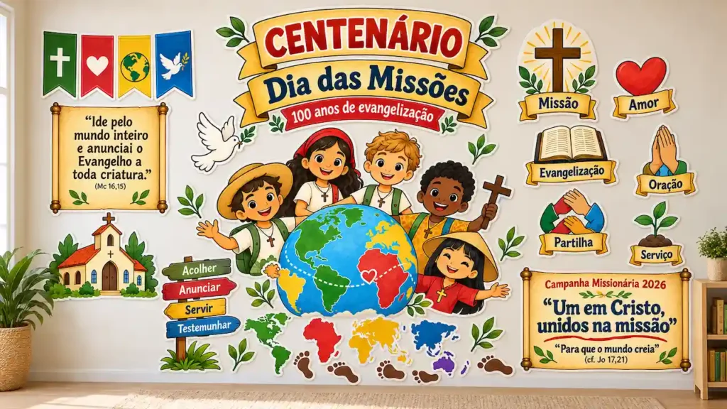 Mural do Centenário do Dia das Missões para Imprimir
