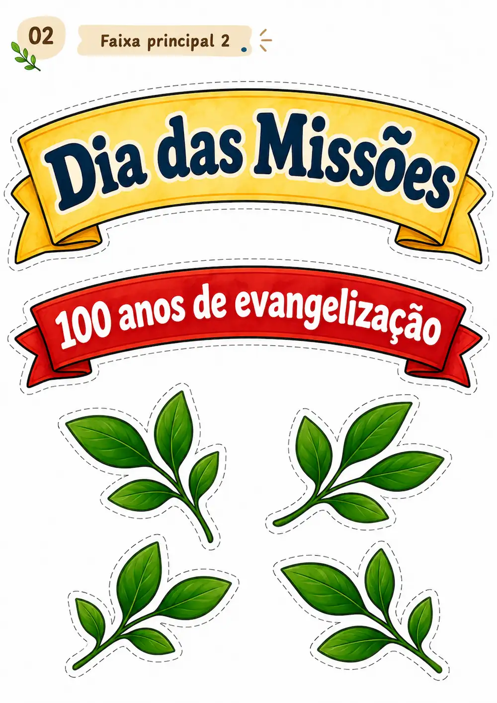 Título Centenário do Dia das Missões em peças recortáveis