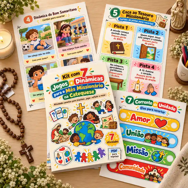 Kit com 7 Jogos e Dinâmicas para o Mês Missionário na Catequese