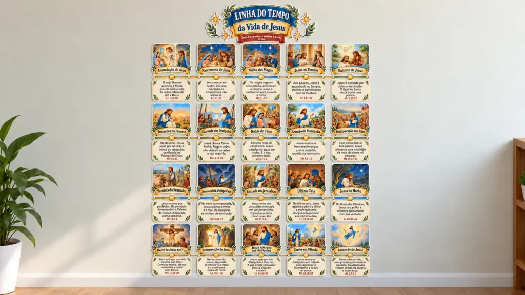 Linha do Tempo da Vida de Jesus para Montar com as Crianças