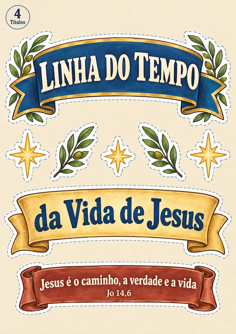 Faixa da linha do tempo da vida de Jesus em A4 paisagem