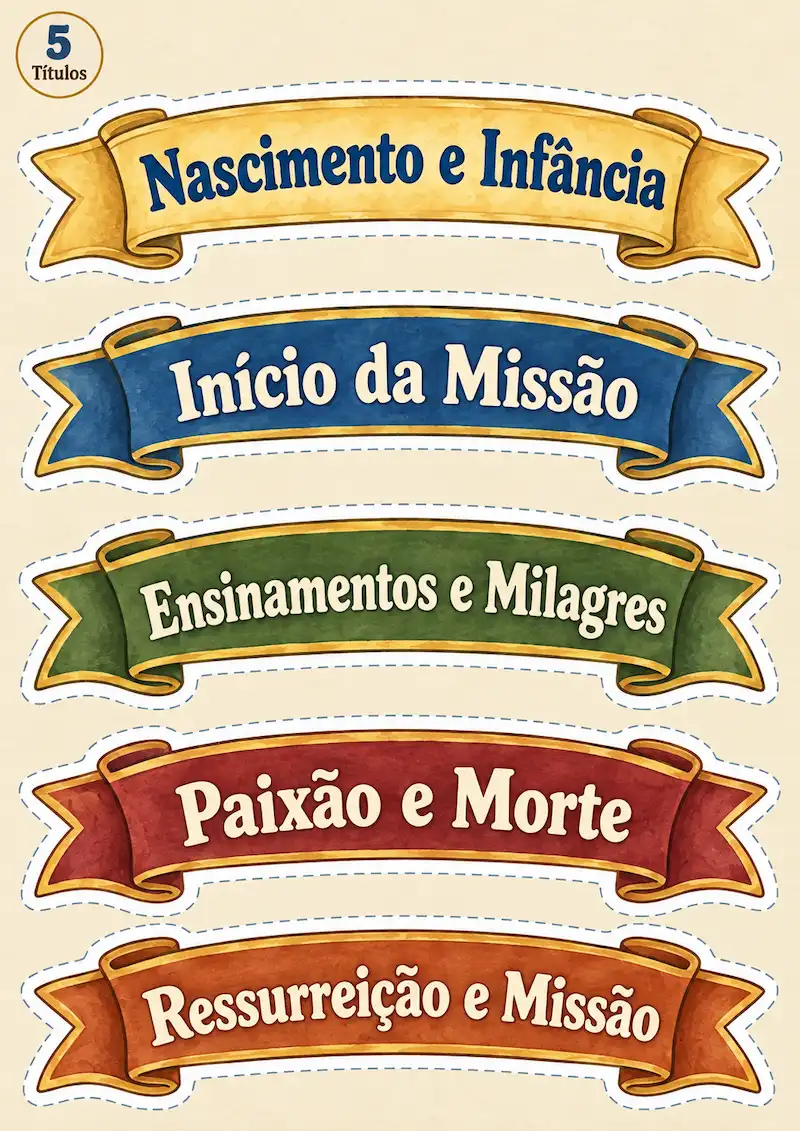 Cenas ilustradas do Nascimento e da infância de Jesus