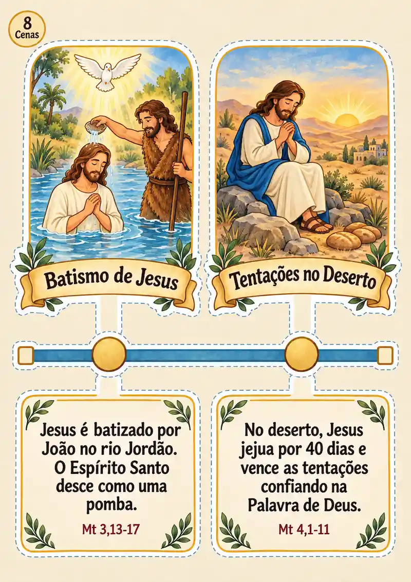 Cenas coloridas da vida de Jesus