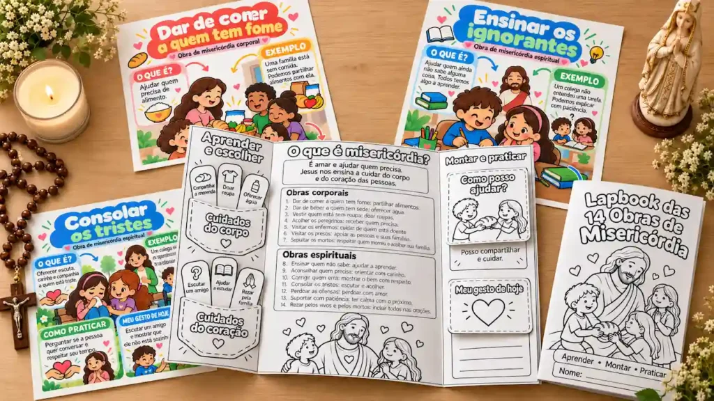 Lapbook e Mapas ilustrados das Obras de Misericórdia